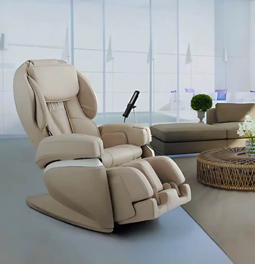 Poltrona massaggiante Fujiiryoki JP2000 Beige, un connubio di design elegante e massaggi terapeutici avanzati.