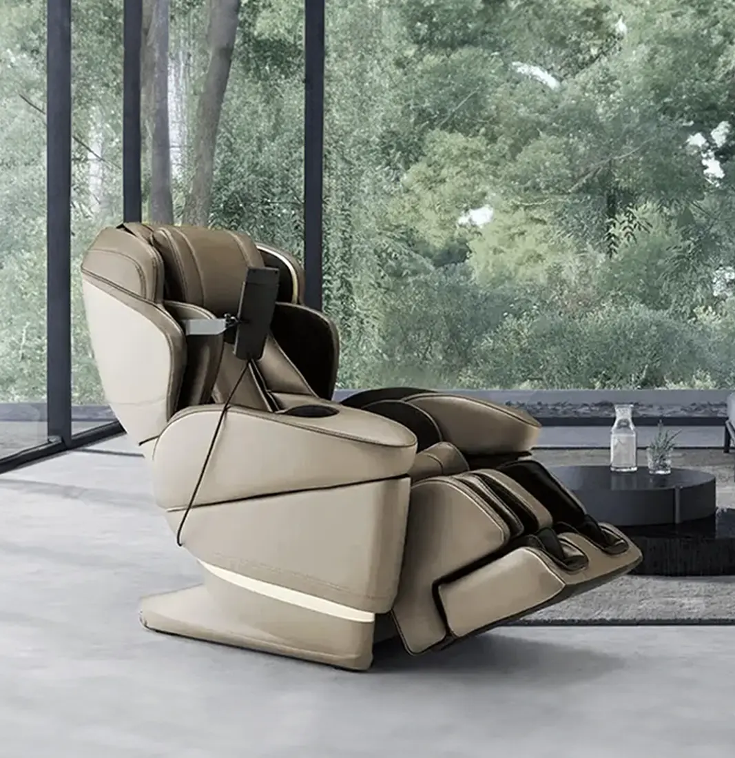 Poltrona massaggiante Fujiiryoki JP3000 Beige Fumé, un'elegante combinazione di tecnologia avanzata e comfort per un relax superiore.